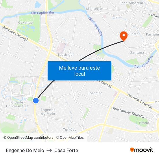 Engenho Do Meio to Casa Forte map