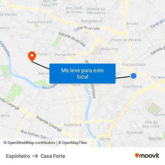 Espinheiro to Casa Forte map