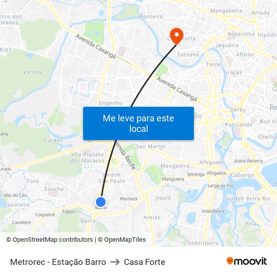 Metrorec - Estação Barro to Casa Forte map