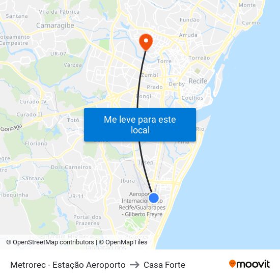 Metrorec - Estação Aeroporto to Casa Forte map