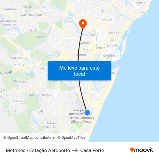 Estação Aeroporto - Metrorec to Casa Forte map