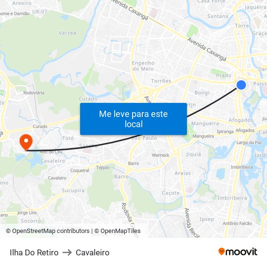Ilha Do Retiro to Cavaleiro map