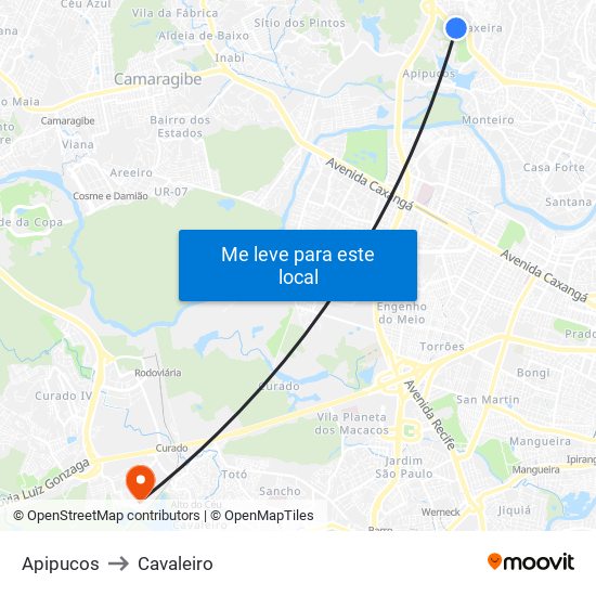 Apipucos to Cavaleiro map
