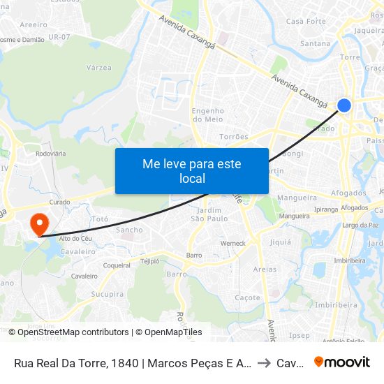 Rua Real Da Torre, 1840 | Marcos Peças E Acessórios (Pista Central) to Cavaleiro map