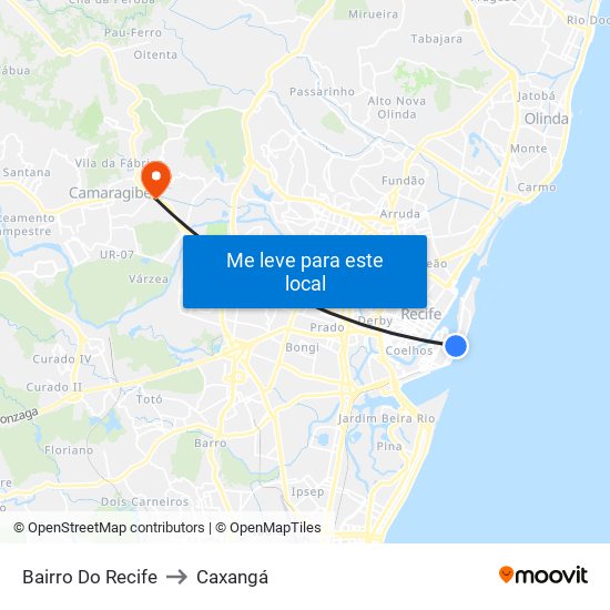 Bairro Do Recife to Caxangá map