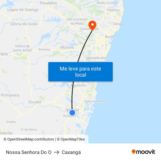 Nossa Senhora Do O to Caxangá map