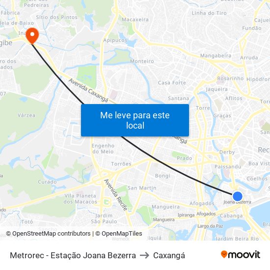 Metrorec - Estação Joana Bezerra to Caxangá map