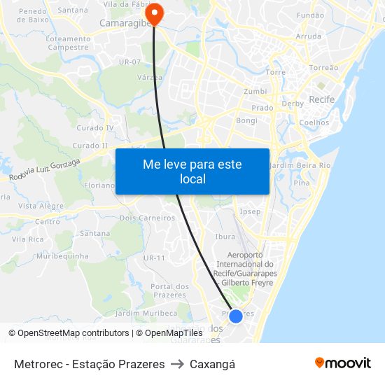 Metrorec - Estação Prazeres to Caxangá map