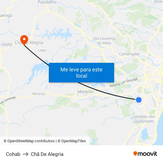 Cohab to Chã De Alegria map