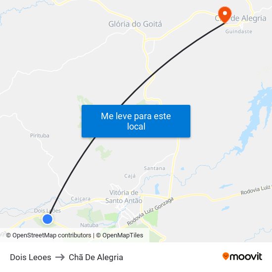 Dois Leoes to Chã De Alegria map