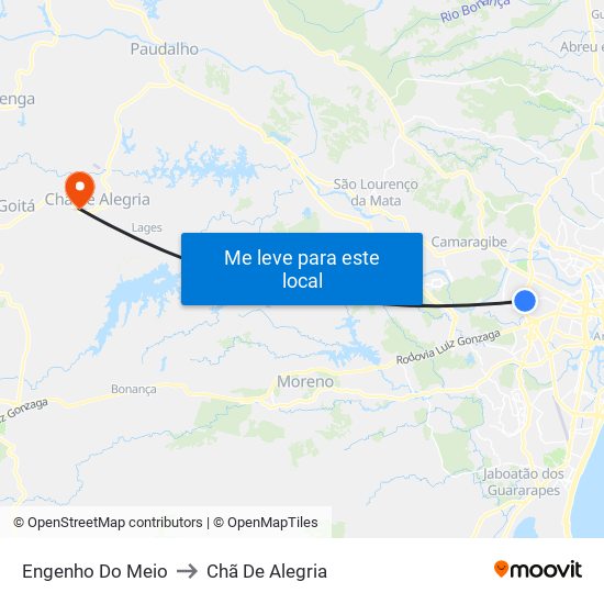 Engenho Do Meio to Chã De Alegria map