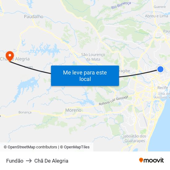 Fundão to Chã De Alegria map