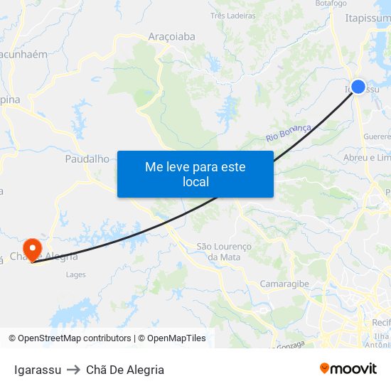 Igarassu to Chã De Alegria map