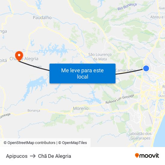 Apipucos to Chã De Alegria map