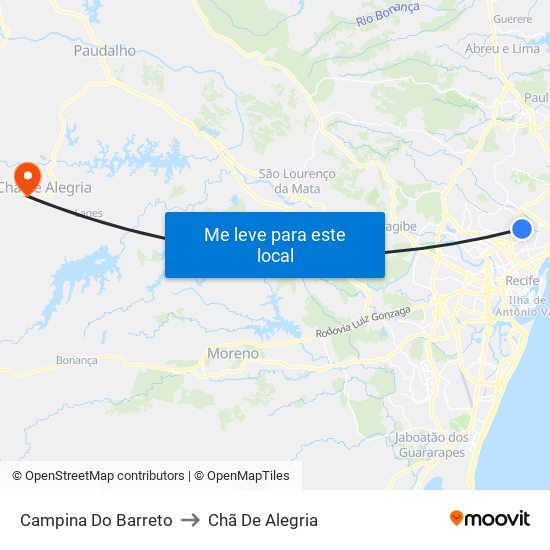 Campina Do Barreto to Chã De Alegria map
