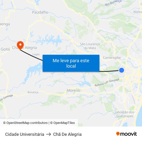 Cidade Universitária to Chã De Alegria map