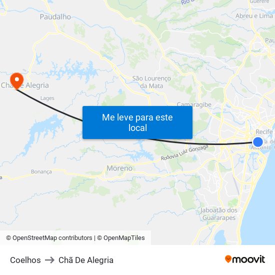 Coelhos to Chã De Alegria map