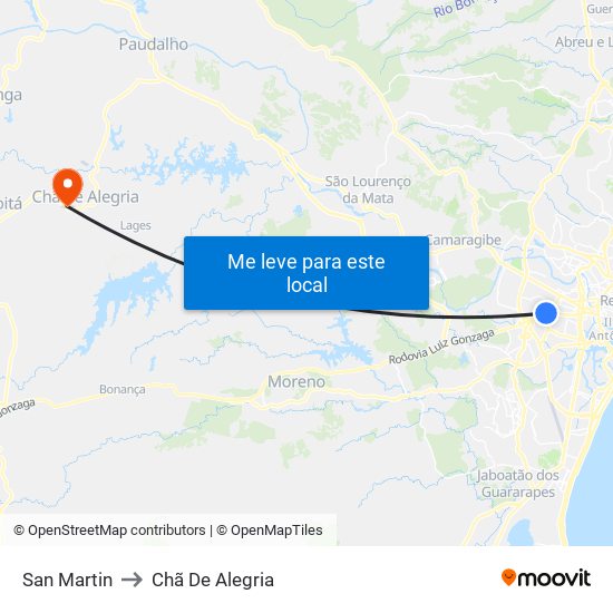 San Martin to Chã De Alegria map