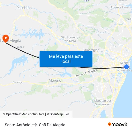 Santo Antônio to Chã De Alegria map