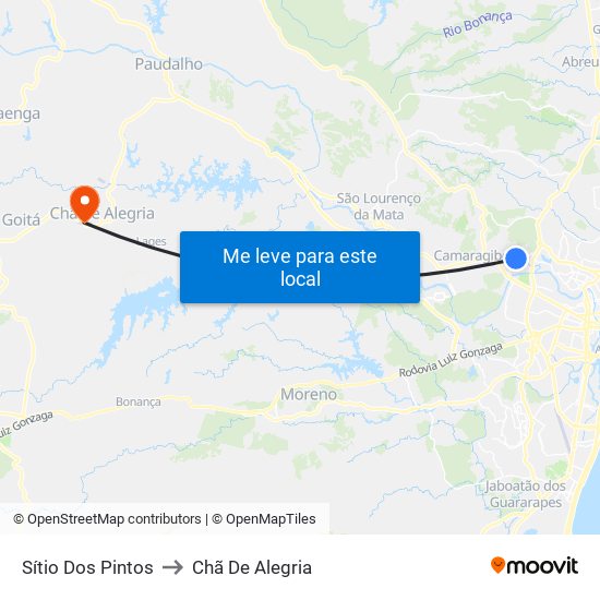 Sítio Dos Pintos to Chã De Alegria map