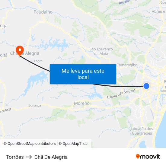Torrões to Chã De Alegria map