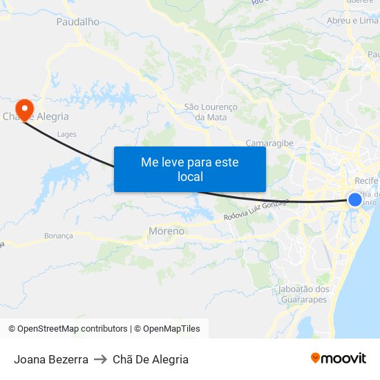 Joana Bezerra to Chã De Alegria map