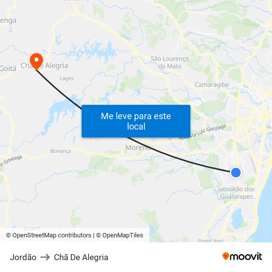 Jordão to Chã De Alegria map