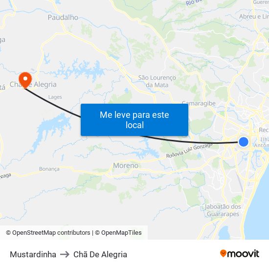 Mustardinha to Chã De Alegria map