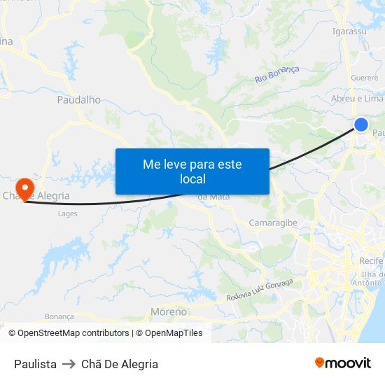 Paulista to Chã De Alegria map