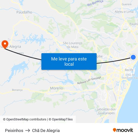 Peixinhos to Chã De Alegria map