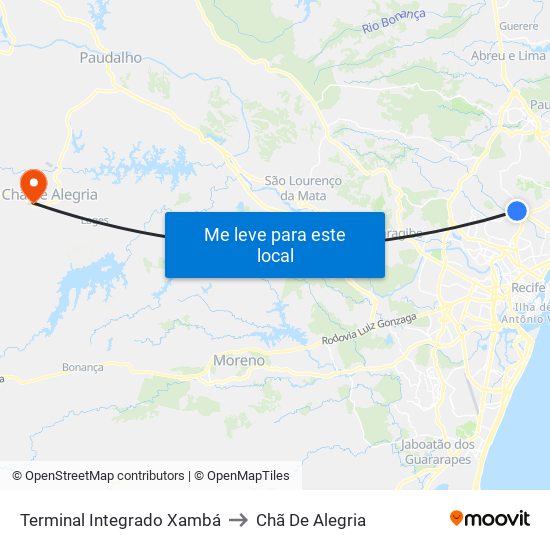 Terminal Integrado Xambá to Chã De Alegria map