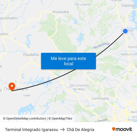 Terminal Integrado Igarassu to Chã De Alegria map