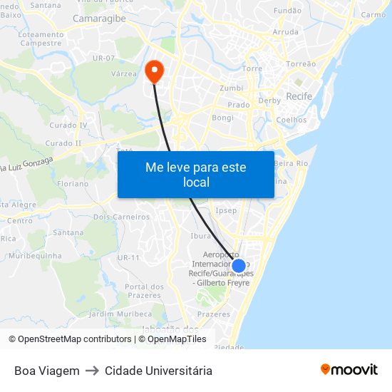 Boa Viagem to Cidade Universitária map