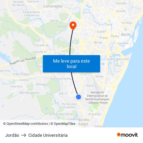 Jordão to Cidade Universitária map