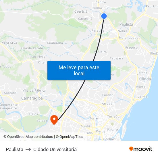 Paulista to Cidade Universitária map