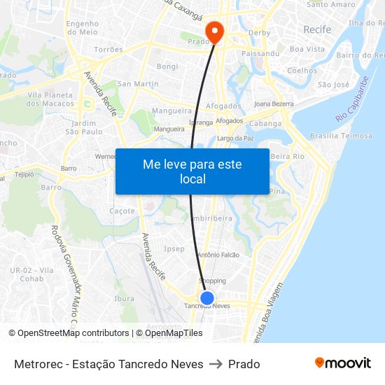 Metrorec - Estação Tancredo Neves to Prado map