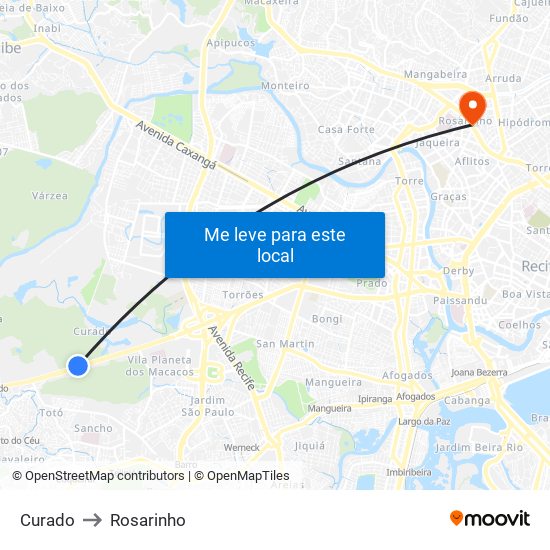 Curado to Rosarinho map