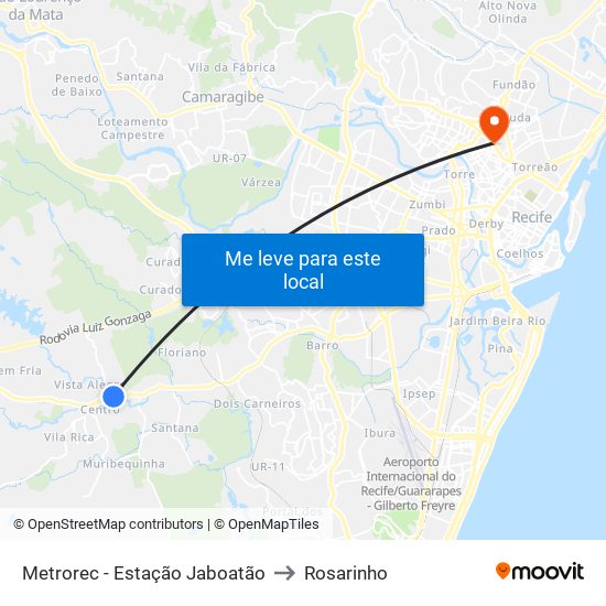Metrorec - Estação Jaboatão to Rosarinho map