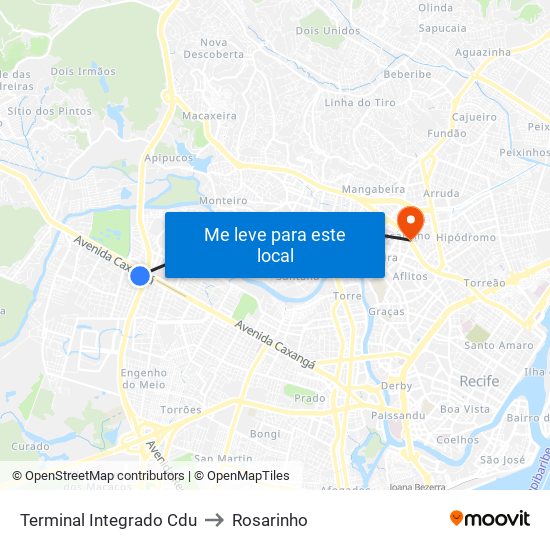 Terminal Integrado Cdu to Rosarinho map