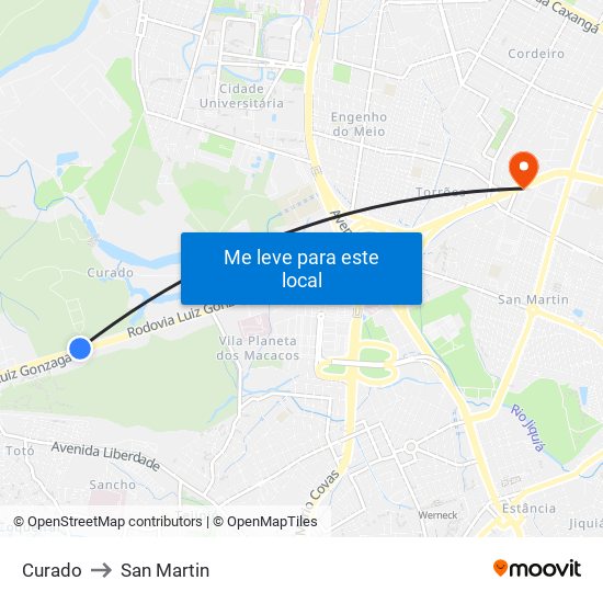 Curado to San Martin map