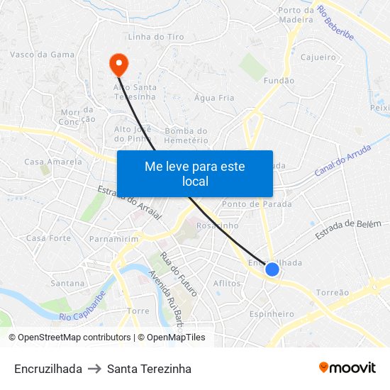 Encruzilhada to Santa Terezinha map