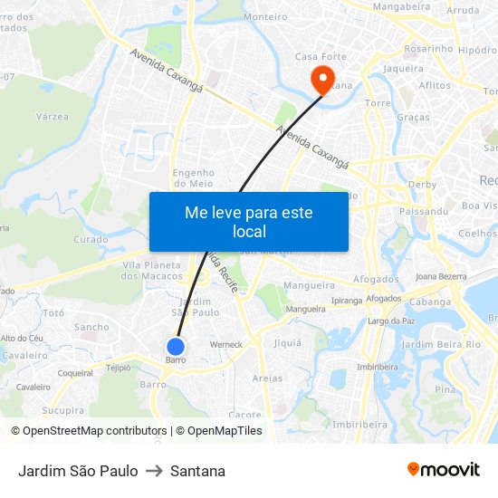 Jardim São Paulo to Santana map