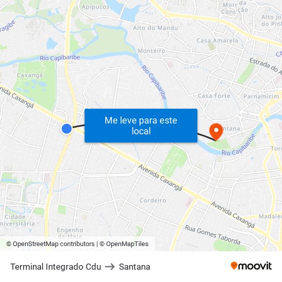 Terminal Integrado Cdu to Santana map