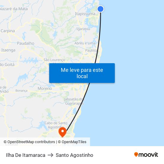 Ilha De Itamaraca to Santo Agostinho map