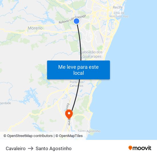Cavaleiro to Santo Agostinho map