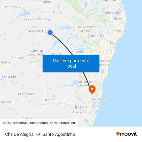 Chã De Alegria to Santo Agostinho map