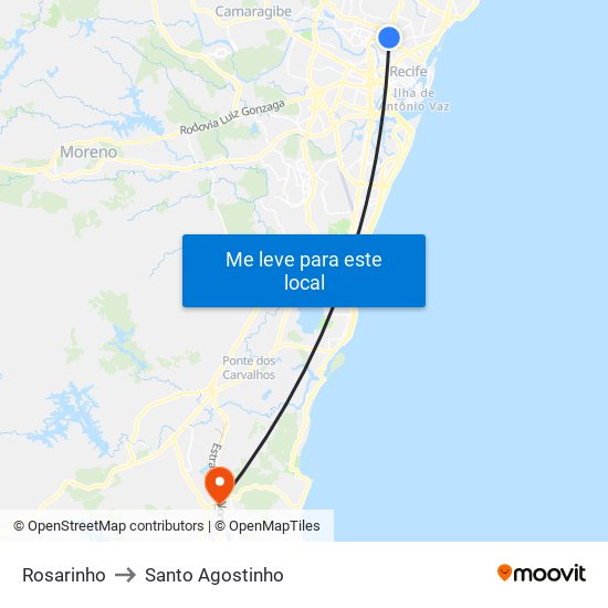 Rosarinho to Santo Agostinho map