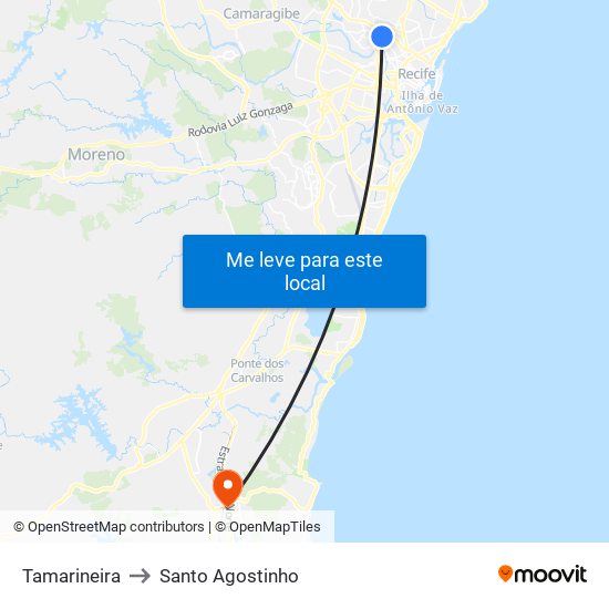 Tamarineira to Santo Agostinho map