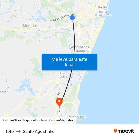 Totó to Santo Agostinho map
