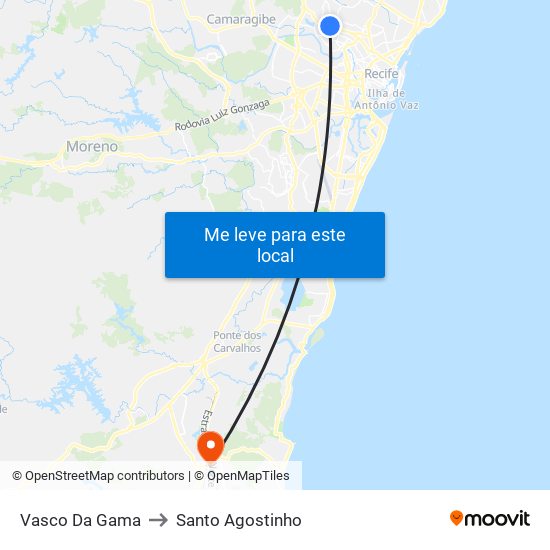 Vasco Da Gama to Santo Agostinho map
